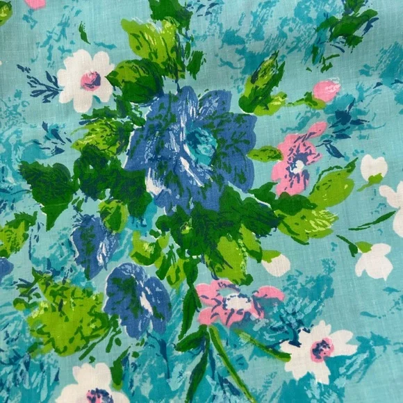 vintage Fieldcrest floral percale King flat sheet set 1960s or 1970s. - Picture 3 of 7